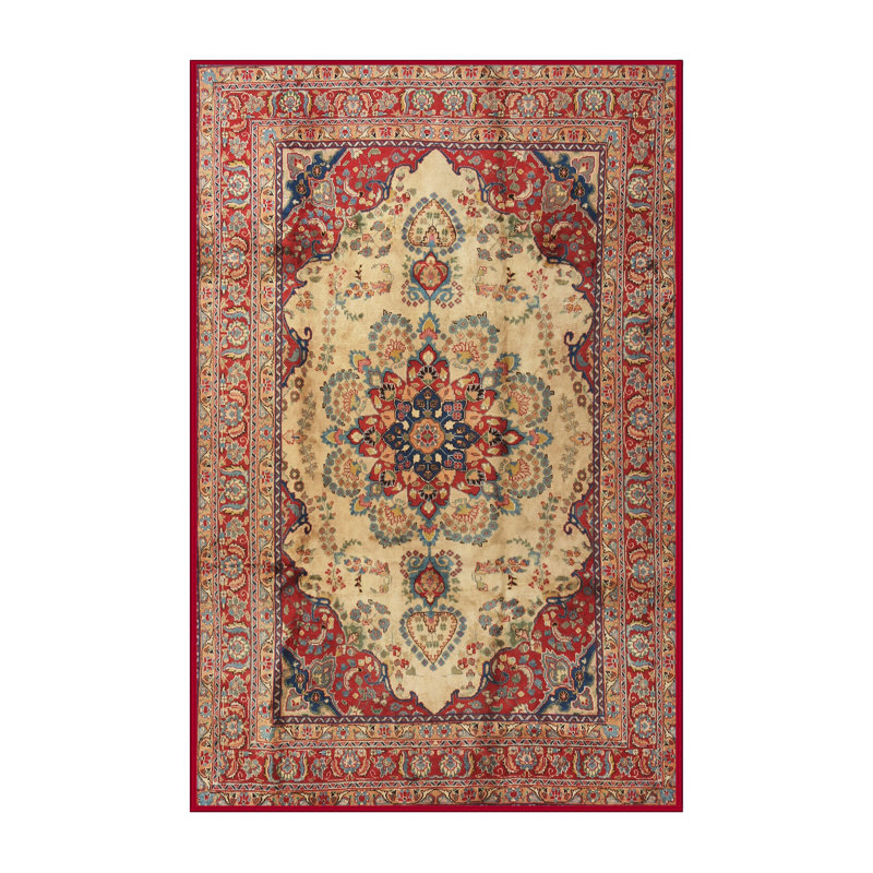 Tapis traditionnel rouge / crème Gaugain, Rectangle 5 pi x 7 pi