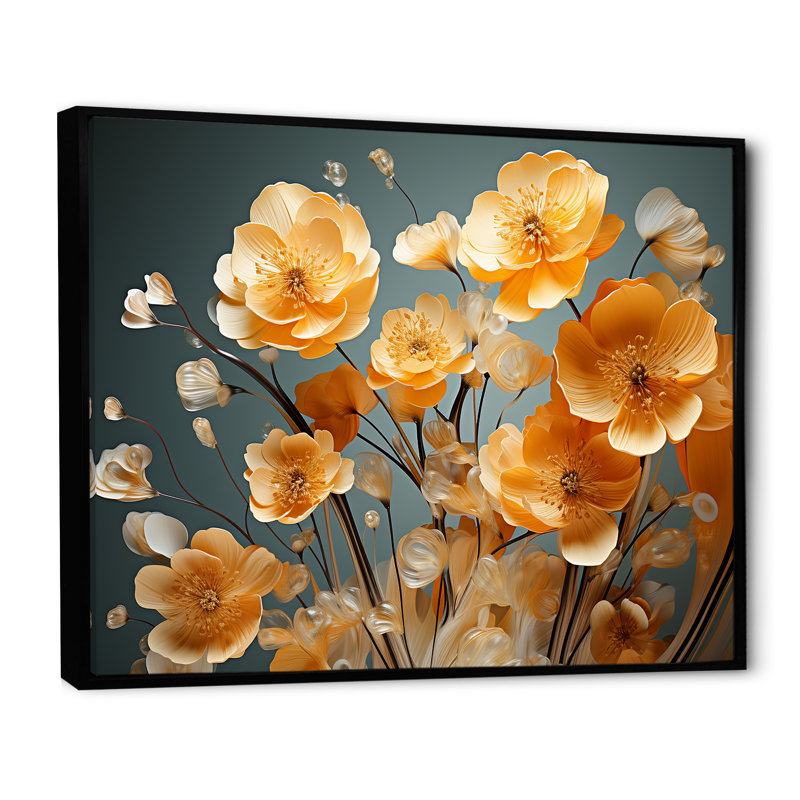 Impression sur toile Buttercups Collage Of Nature I - Buttercups, Cadre flottant noir, H 16 po x l 32 po x P 1 po