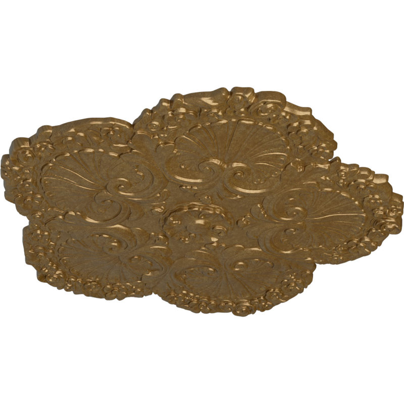 Endurathane Shell Ceiling Medallion, 25 5/8"OD x 1"P, Hand-Painted Pale Gold Finish, Pale Gold