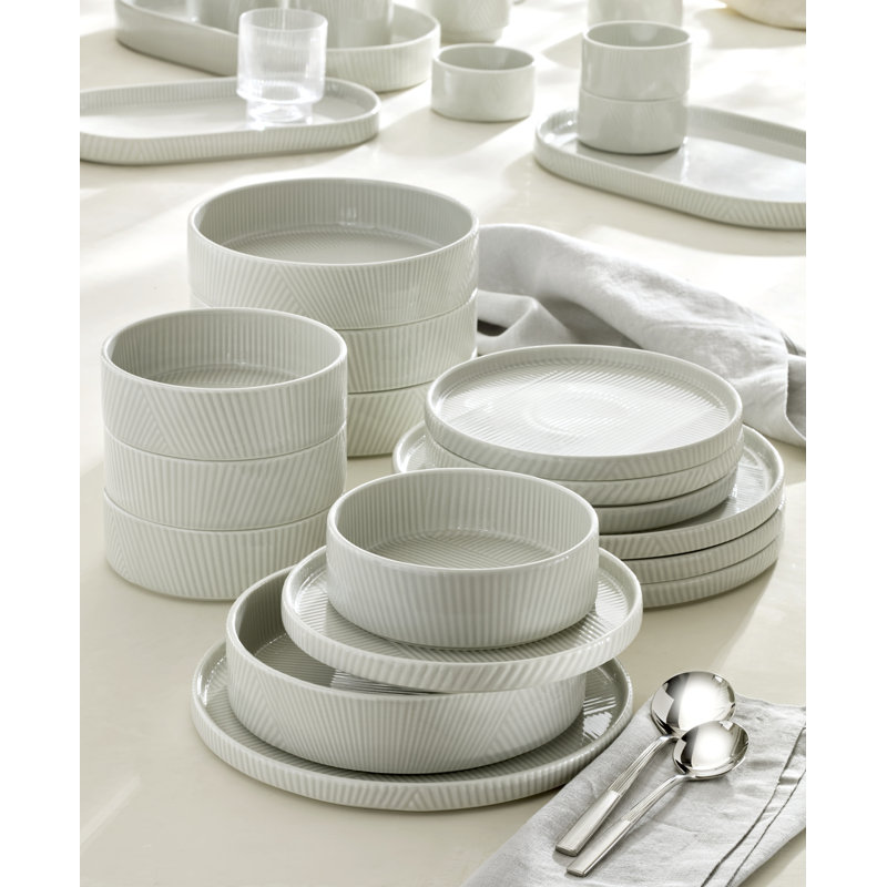 Modulus 16-Piece Dinnerware Set, Vapor, White