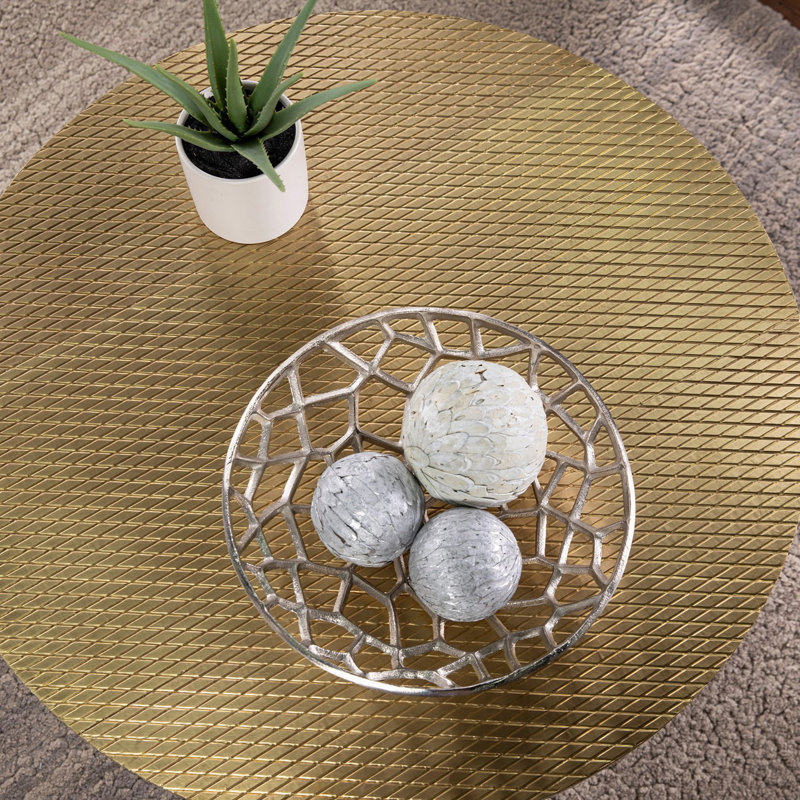 Round Cocktail Table With Embossed Top
