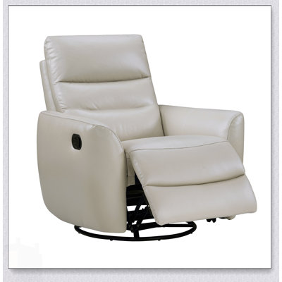 Fauteuil inclinable et pivotant luxueux avec revêtement moelleux et cuir taupe pour le salon