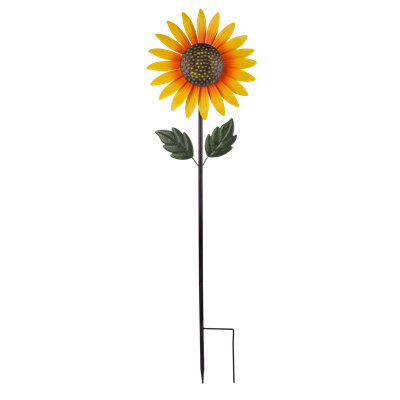 Sunflower Metal Wind Spinner, 57 Inch Kinetic Wind Sculpture Stake, Yellow Flower Windmill for Garden Yard Lawn Patio Outdoor Decor