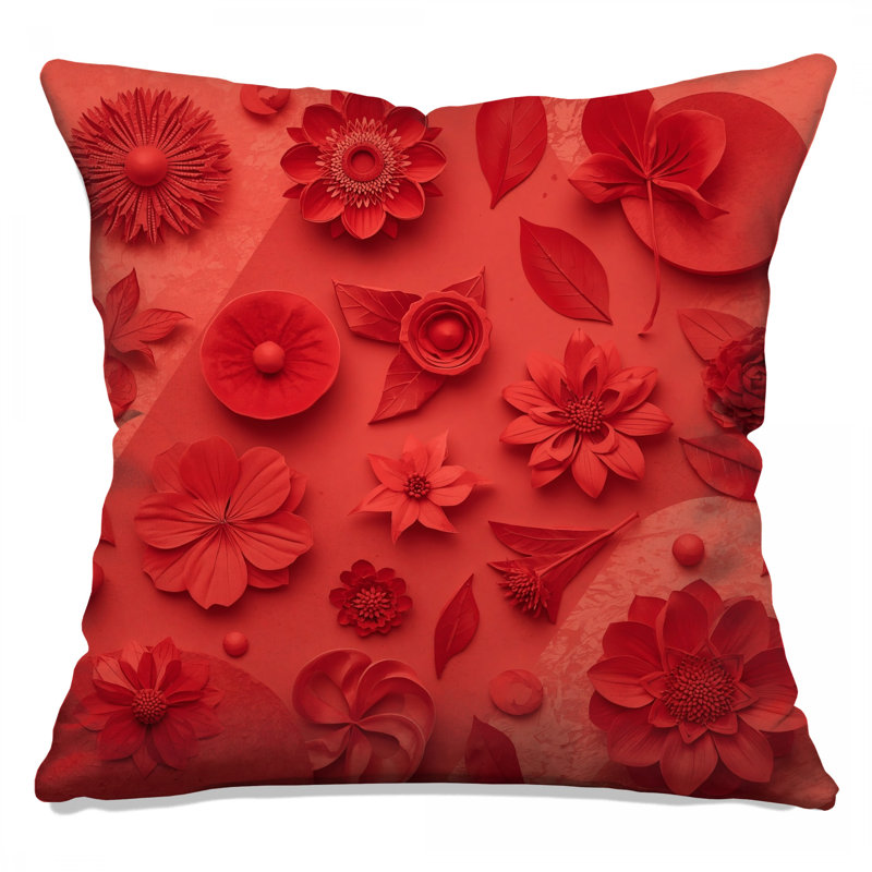Coussins décoratifs Red Flowers, 14 X 14 pouces