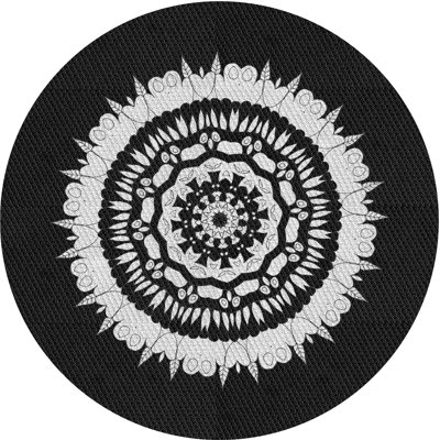Laine tissé à la machine à motifs géométriques et polyester noir/gris Tapis décoratif