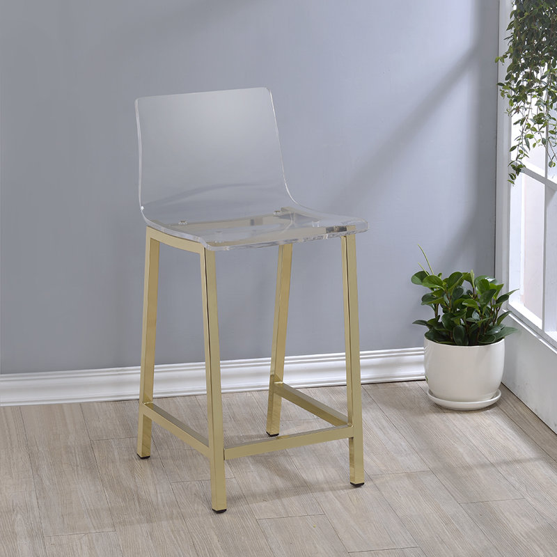 Cyrus Counter Stool with Metal Frame, Gold, Counter Stool (24" Seat Height)