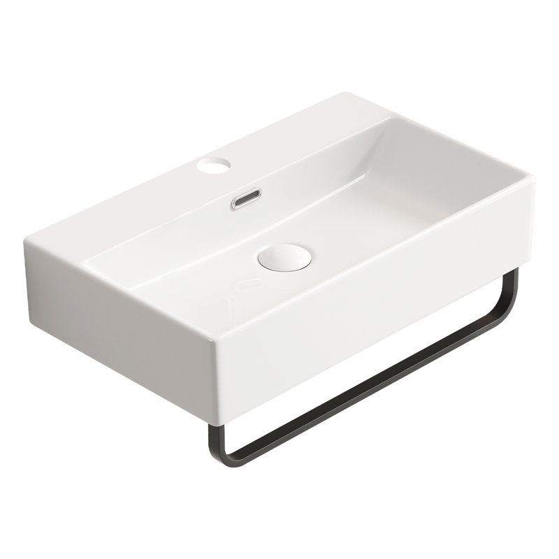 Lavabo de salle de bain mural 24 po x 14 po avec barre à serviettes Topcraft