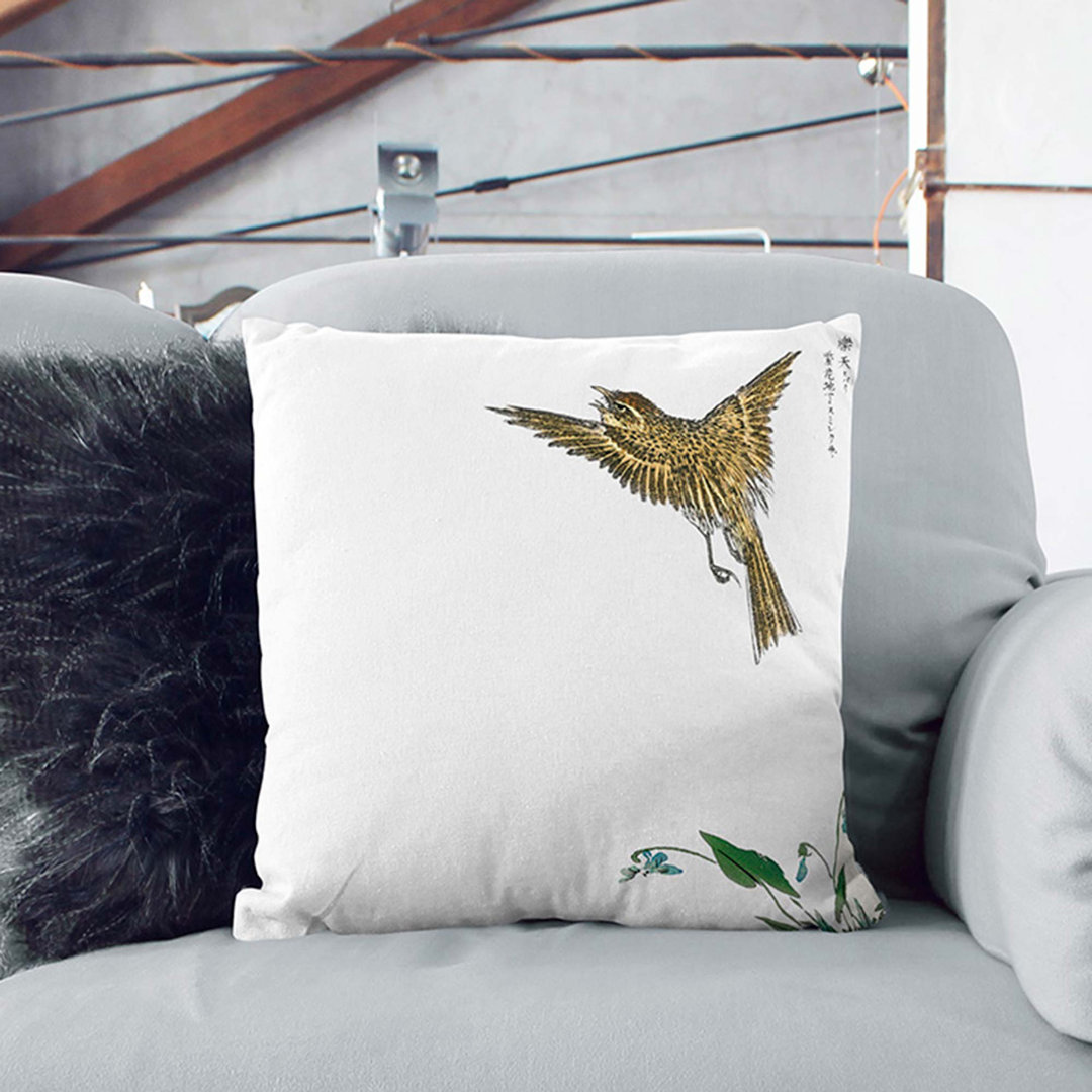 Japanese Water-Pipit by Numata Kashu Cushion with Filling