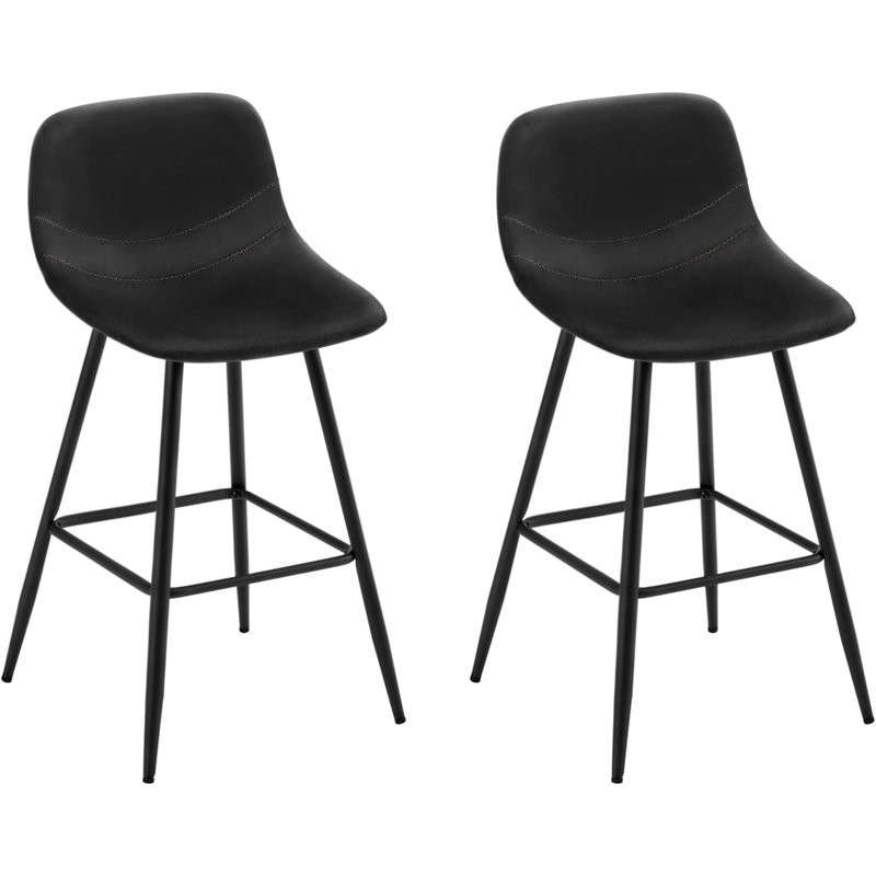 Chadbourn Upholstered Counter Stool with Metal Frame, Black