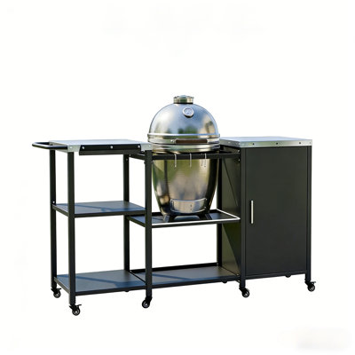 Heavy Duty Metal BBQ Prep Table,Grill Table,Grill Cart(Only Grill Table,Not Included Big Egg Grill)