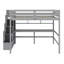 Lit mezzanine avec bureau, tablettes de rangement et escalier-676363694