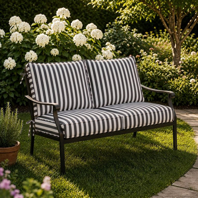 3" Deep Seat Cushion Stripe Border Frame - Water-Resistant