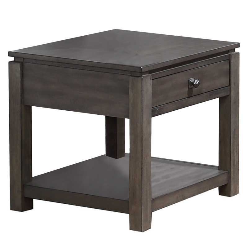 Table de bout avec rangement en bois massif Mulliken