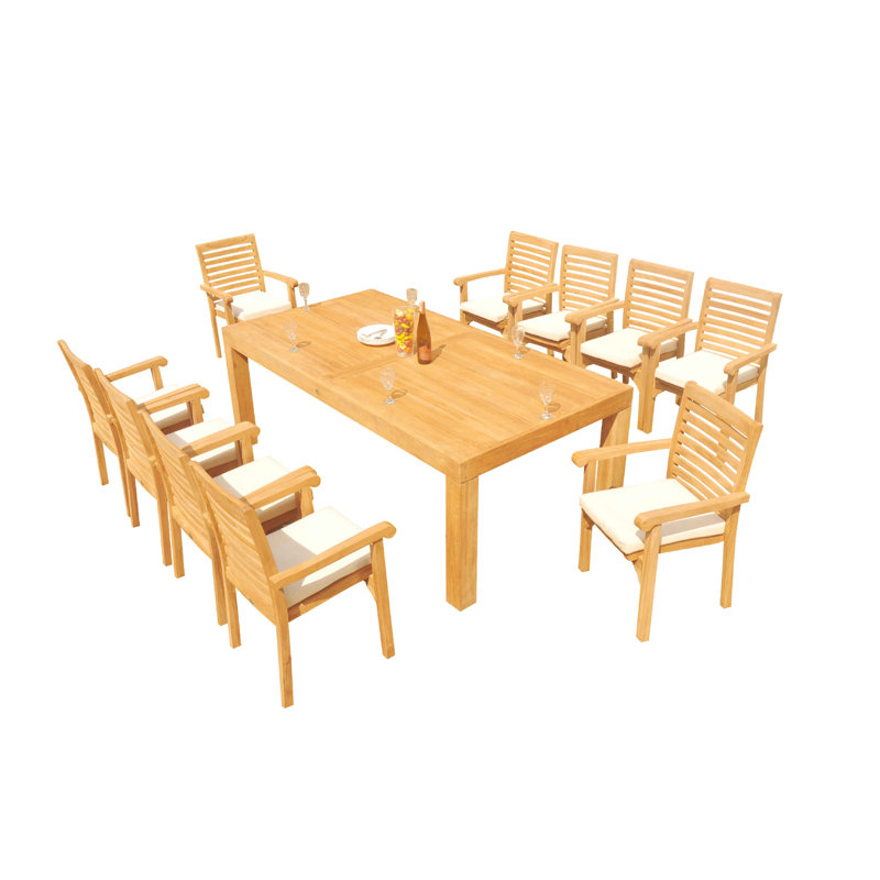 Hari Outdoor 11 - Piece Teak Dining Set