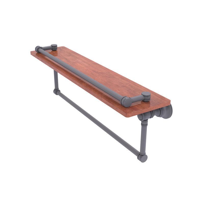 Tablette en bois massif Freyja, H 5,54 po x l 22 po x P 7,4 po, Gris mat