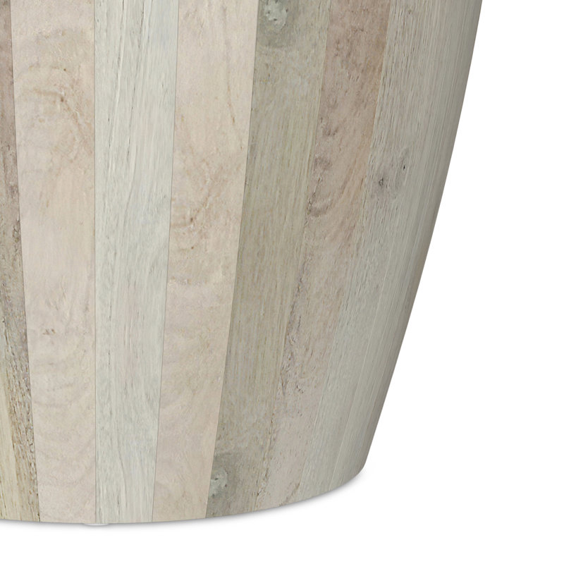Table de bout moderne en bois de manguier massif l 21 po Elmbrook, Blanc délavé