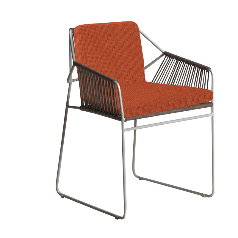 Sandur Outdoor Dining Armchair, Cayenne, Taupe Rope/Stainless Steel Frame