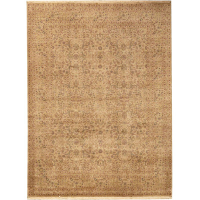 Tapis beige noué à la main de haute qualité