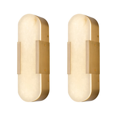 Wall Sconces Set Of 2, Alabaster Wall Light, Indoor Vanity Light Fixtures For Bathroom,brass Bedside Wall Lamp Perfect For Hallway, Living Room