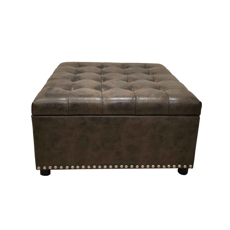 Tufted Storage Ottoman With Studs