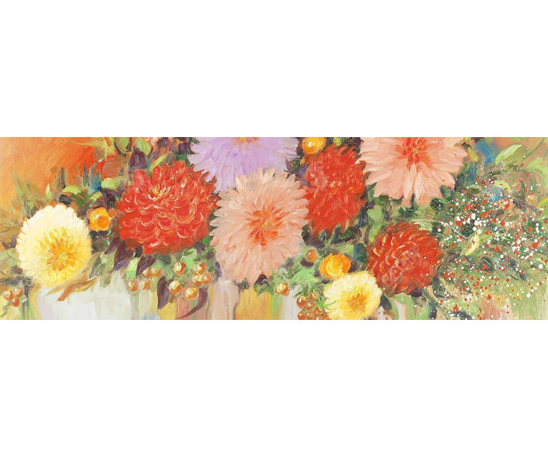 Colourful Abstract Flowers Canvas | Botanical Bedroom Decor, 48" H x 16" W