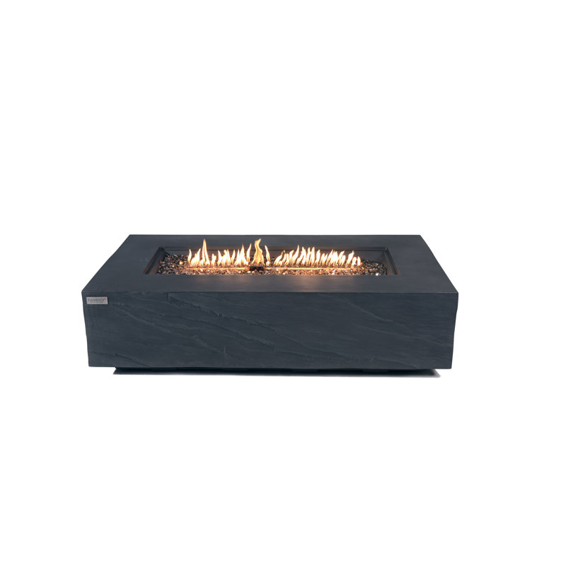 Meteora 56" Liquid Sandstone Fire Table, Propane, Black