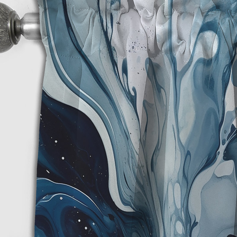 Bleu et gris Elixir I - Rideau abstrait occultant moderne - 1 panneau, L 52 po x L 95 po