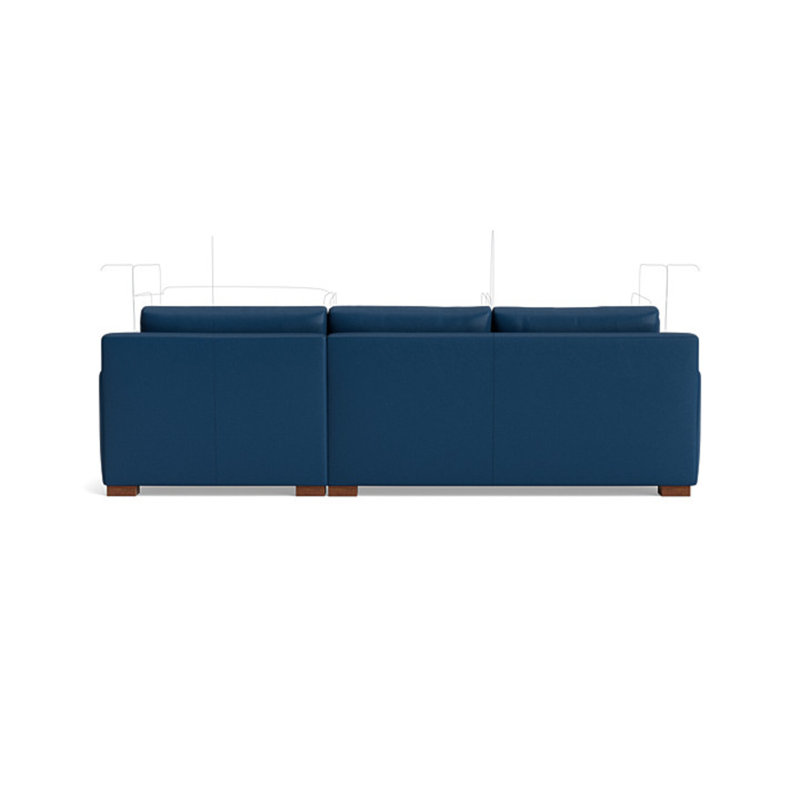 Couch Potato Leather Sectional, Right Hand Facing, Leather - Deep Blue