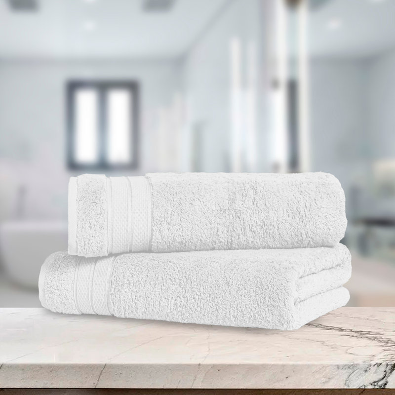 Elegant Comfort Three Line Popcorn Towel Set For Bathroom 27 X 54 Inches, Premium Hotel Quality 2-Pack Bath Towels, 100% Turkish Cotton, Soft And Durable, Quick Dry And Highly Absorbent