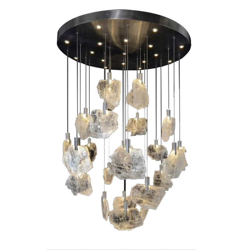 Lustre suspendu 41 lumières, Bronze industriel, H 46 po x l 26 po x P 26 po, Transparent