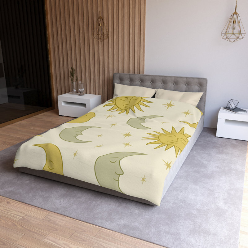 Microfiber Duvet Cover Boho Style, Design 53, Cream, Twin XL Duvet Cover