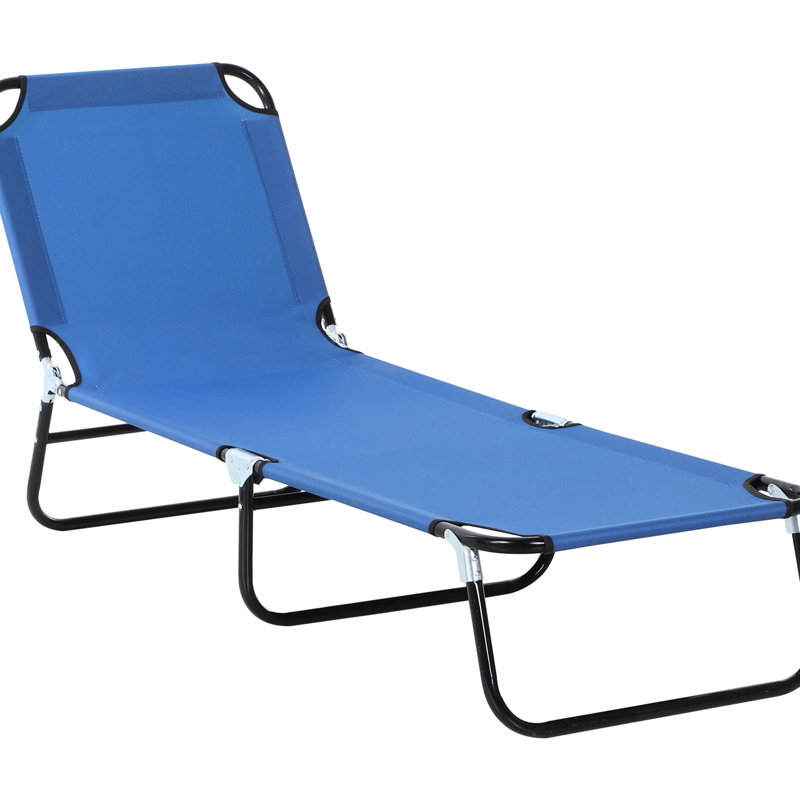 Lit de patio inclinable à 5 positions - Tissu bleu, pour une utilisation en plein air