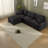 Space-saving Modular Sectionals, Polyester Black L-shaped Sofa With Storage For Modern Home