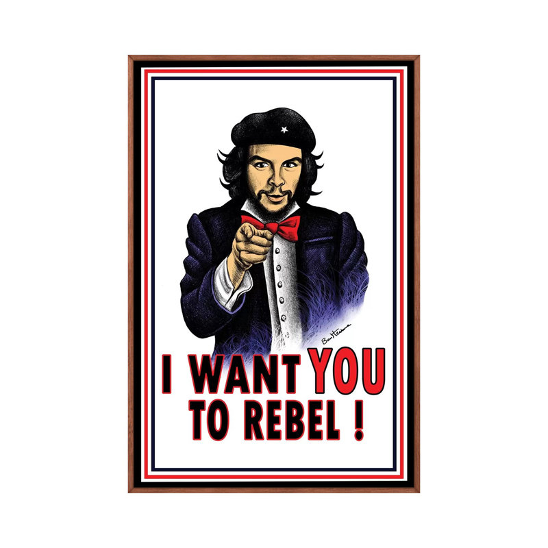 " Che " by Ben Heine, No Mat, 40" H x 26" W x 1.5" D, Classic Brown Wood Framed Canvas