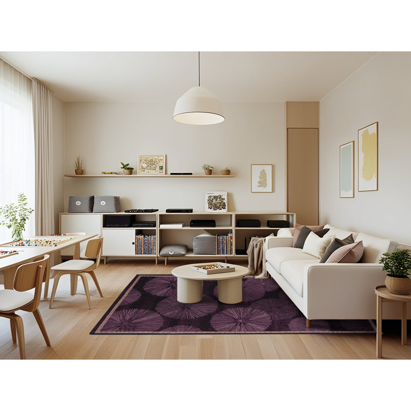 Tapis mauve lavable à la machine, Rectangle 7 pi x 9 pi