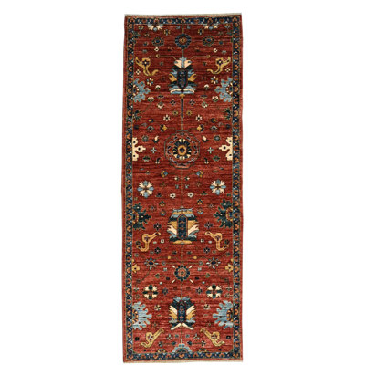 New Turkmen Afghan One-of-a-Kind Runner 2'10" X 8'1" New Age Runner Area Rug Red