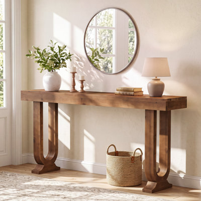 63-Inch Solid Wood Console Table for Entryway