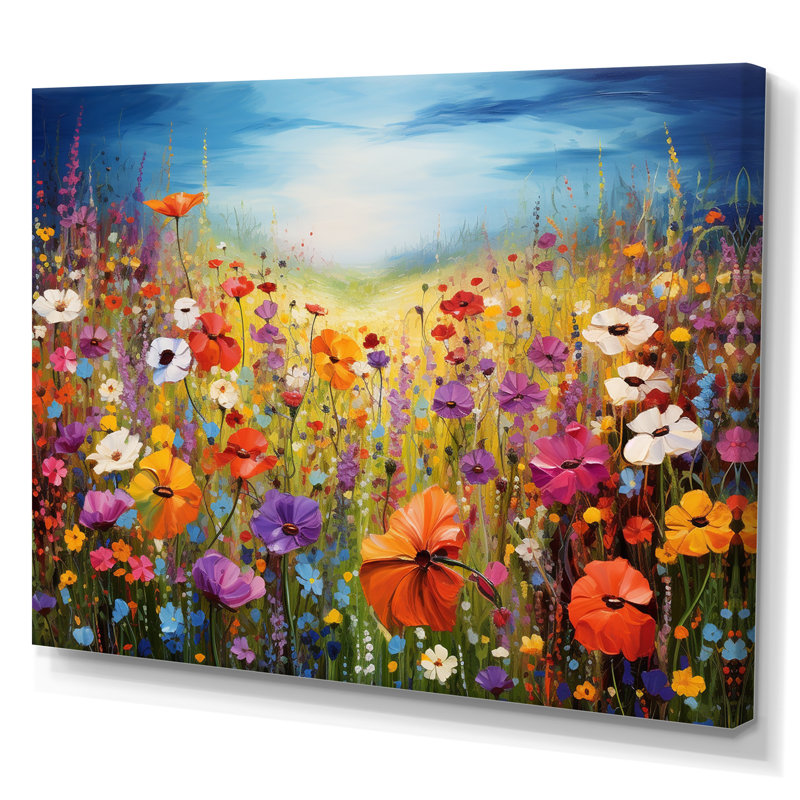 «Colorful Wildflowers Meadow Blooms II», reproduction d'art sur toile, Toile tendue, H 34 po x l 44 po x P 1,5 po
