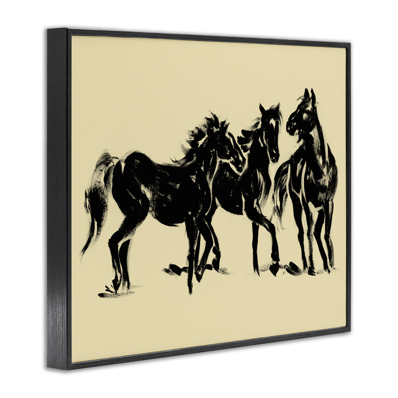 «Horses in Motion Study», giclée par Victoria Barnes, H 11 po x l 14 po, Giclée encadrée noir minuit