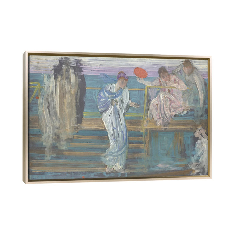 Symphonie en blanc et rouge - reproduction d'art murale - toile encadrée, 32 po x 48 po, Toile avec cadre, Champagne