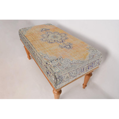 Orange Bench, Ottoman Bench, Handmade Bench,  Upholstered Bench, Turkish Rug Bench, Kilim Bench, Home Decor Bench, Handmade Bench