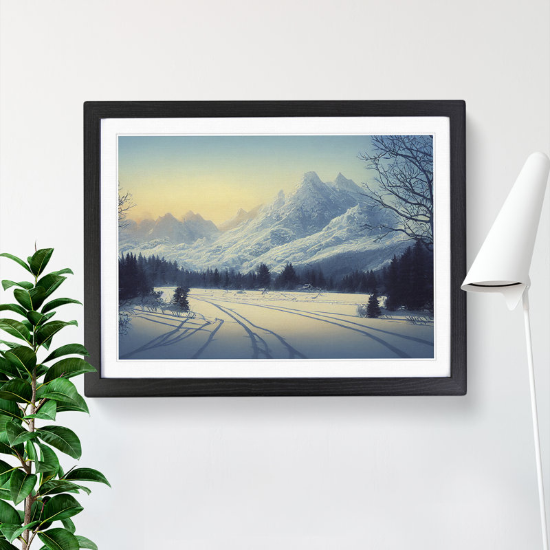 XH1022-10246X Winter Sunrise Mountains Vol.2 - Single Picture Frame Print, 46cm H x 64cm W x 2cm D, Black