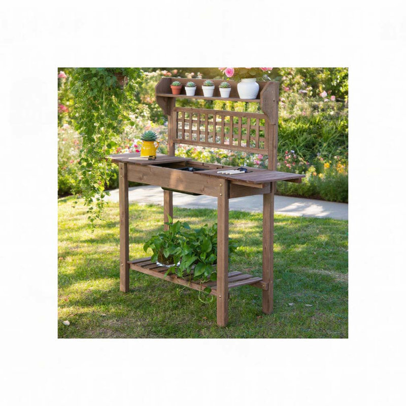 Table de rempotage d'extérieur, Brun