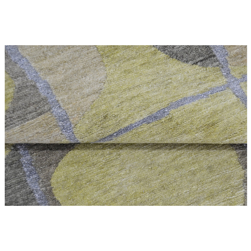 Hand Knotted Wool Geometric Area Rug, Round 6'