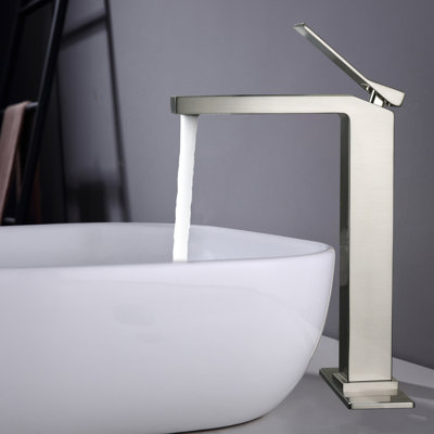 Robinet de lavabo vasque à poignée simple en laiton massif 12 "avec ensemble de drain et plaque de pont