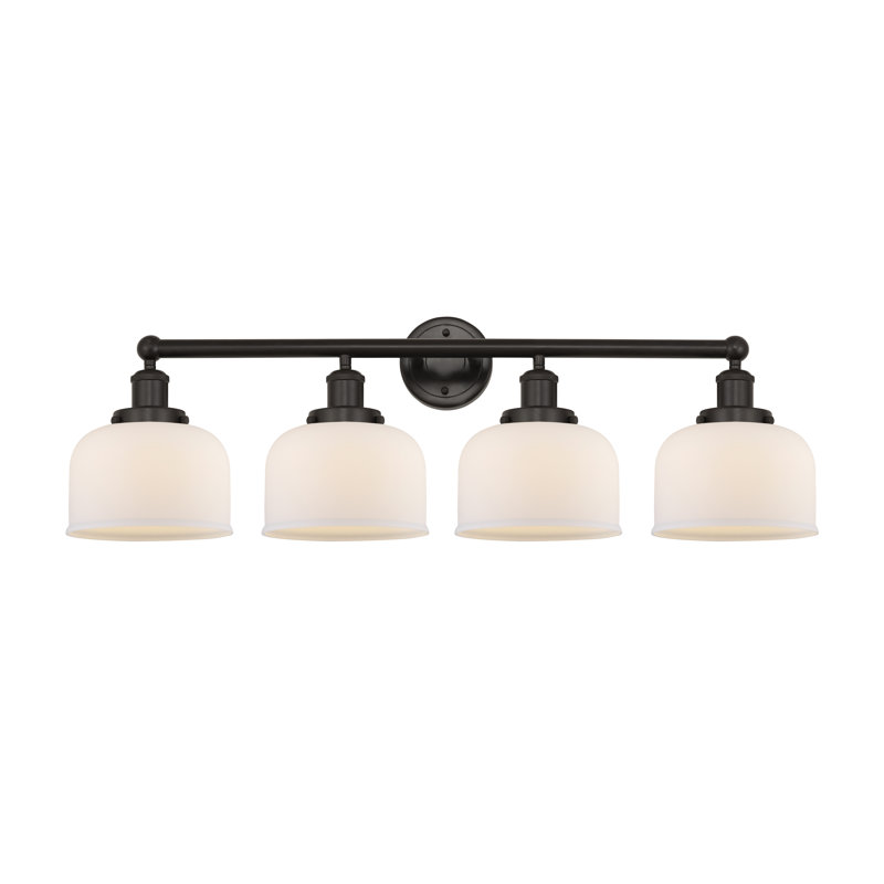 Éclairage pour meuble-lavabo à 4 lumières à intensité variable Ashleigh-Jo, Blanc mat, Bronze huilé