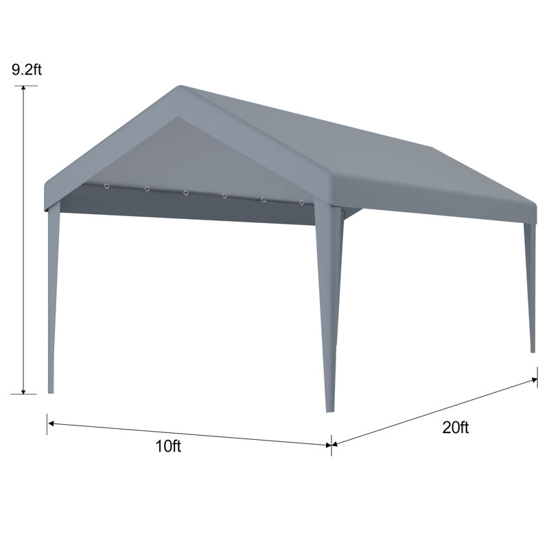 10X20ft Garage Shelter Canopy Alternate Cover, Waterproof And With 72 Elastic Buckles. Grey Polypropylene For Carport. Effortless Setup Storage Choice Carport Replacement Awning, & Protected Shelter.