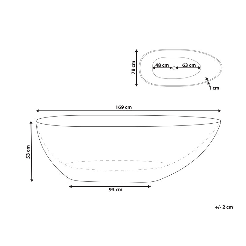 Monquie 169mm x 78mm Solid Surface Bathtub, Teal