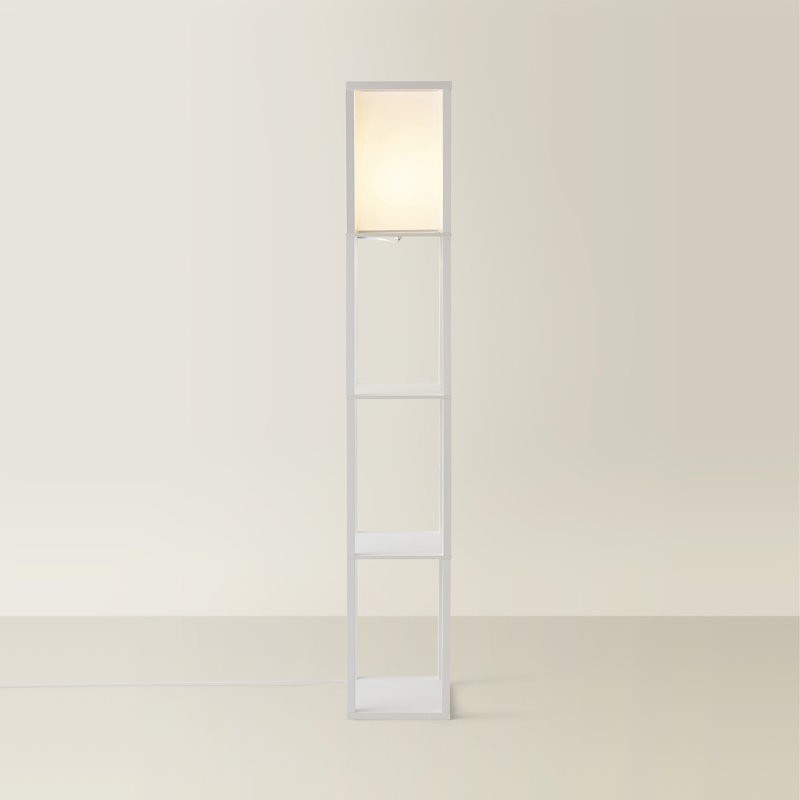 Lena Struttura 160cm Floor Lamp Wooden Shelves Floor Lamp in 4 Colours, No, White