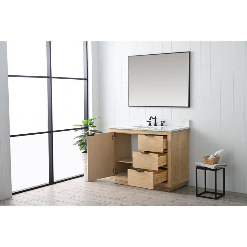 Ensemble de meuble-lavabo simple 42 po Charlyann, Teck blanc